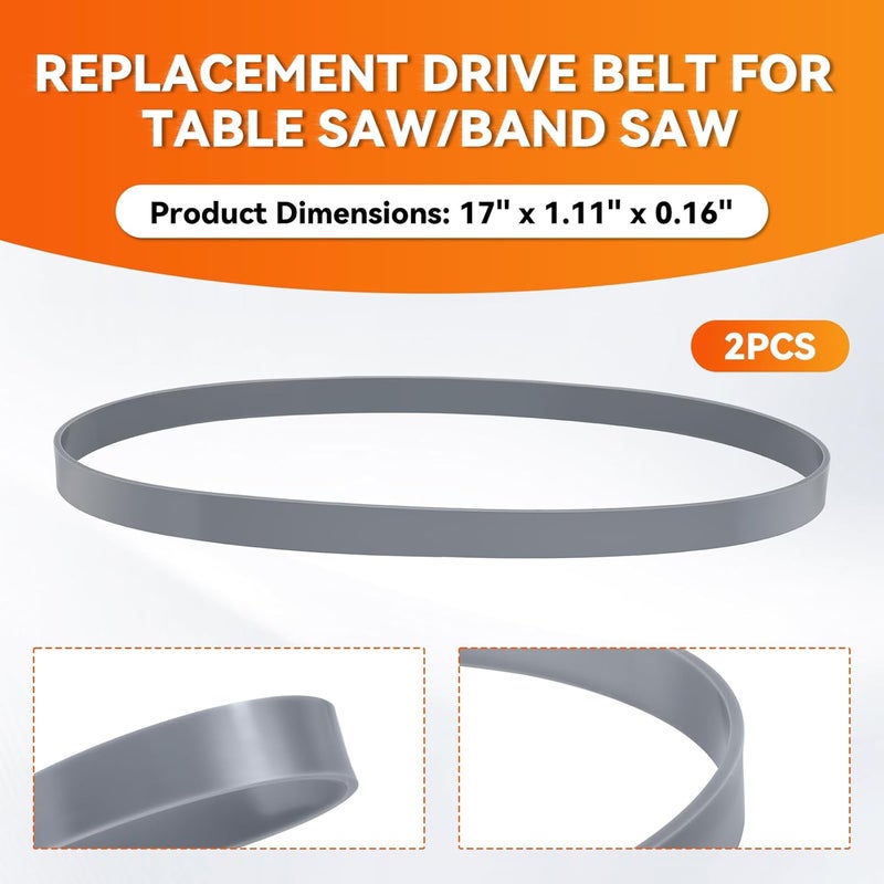 Axfvd T23071-17" Urethane Band Saw Tires Replacement for 17" x 1.11" x 0.16"Jet Grizzly, Craftsman, Powermatic BandSaw (2 Pack) - Image 2